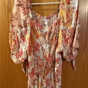 LC Lauren Conrad Floral Patchwork Blouse